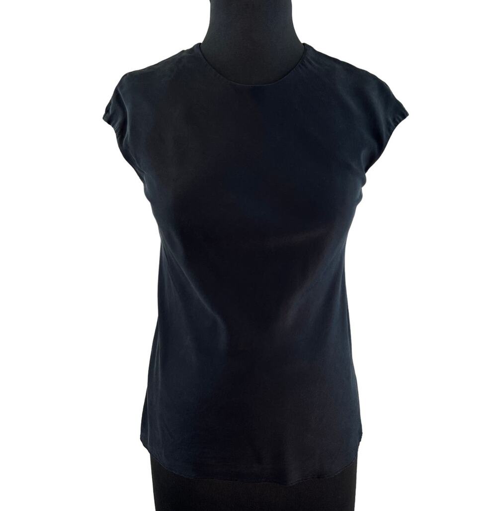 Judith & Charles Black 100% Silk Chiffon High Neck Tank Sleeveless Blouse Top 2
